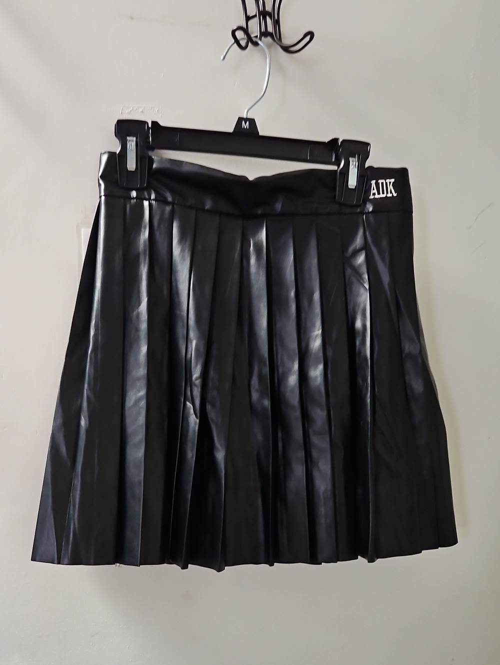 Adika Black Pleated Faux Leather Mini Skirt